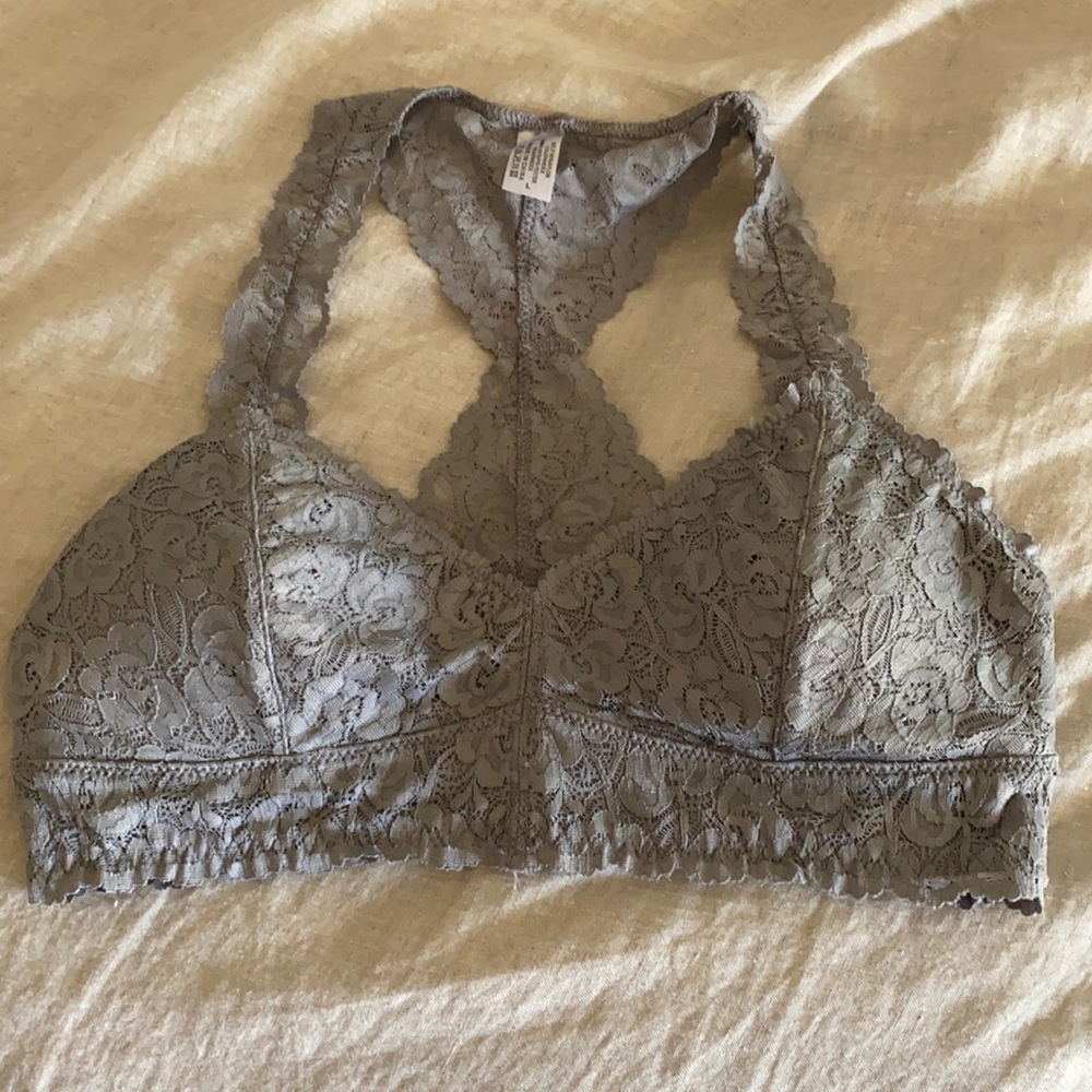 NWT grey lace bra bandeau size L